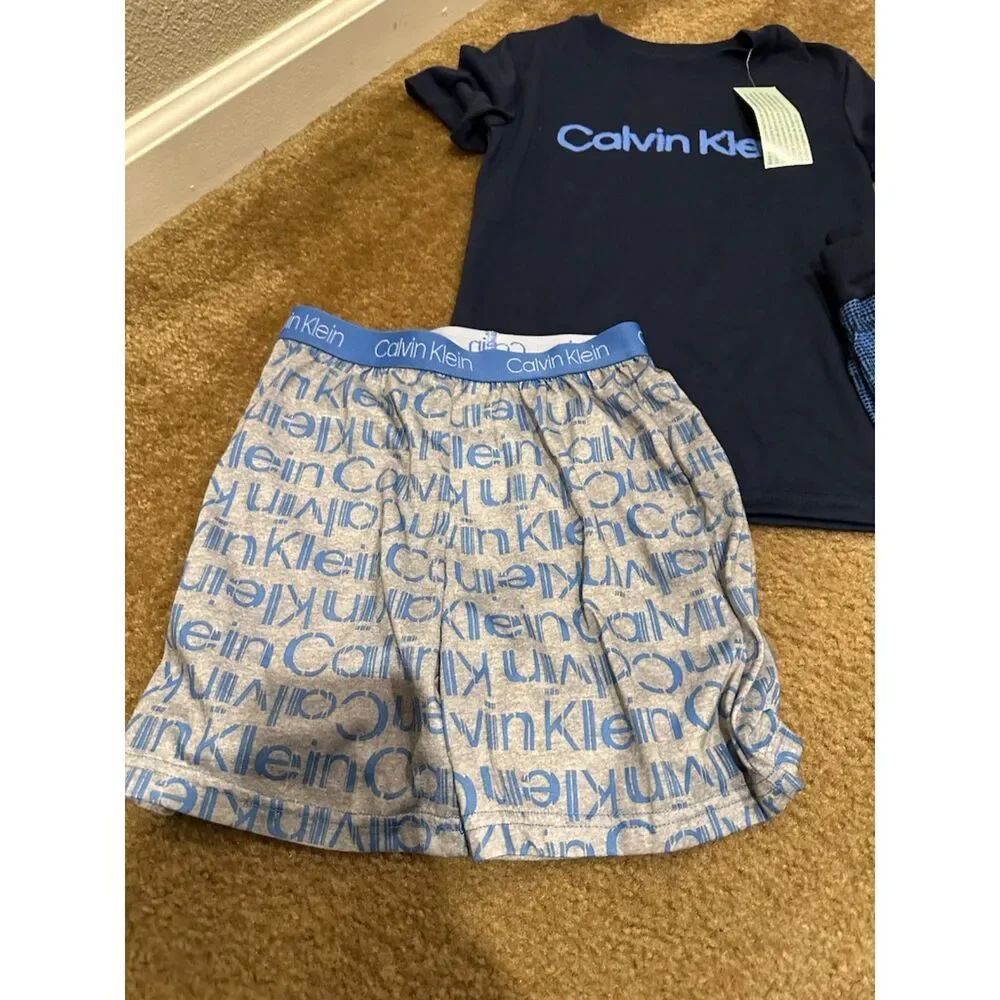 NEW Calvin Klein Boys 3 Piece Pajama Set (Top, Pants, Shorts) Size XS 5//6